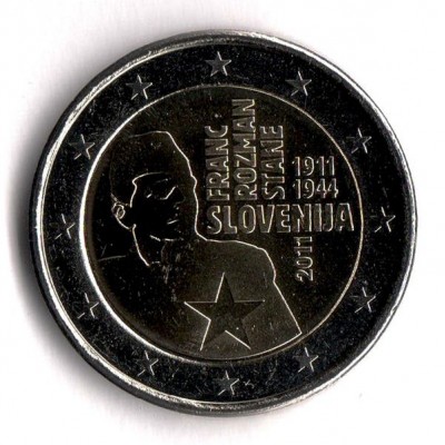 100 лет со дня рождения Франка Розмана Стейна. Монета 2 евро, 2011 год, Словения.